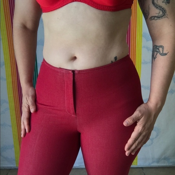 Y2K sexy two piece pant suit trendy red - Picture 5 of 11